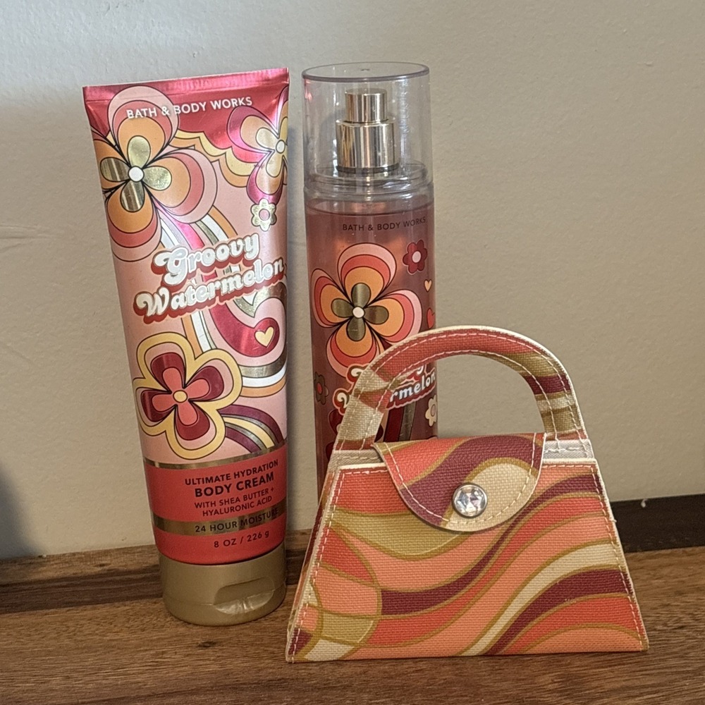 BATH & BODY WORKS GROOVY WATERMELON FINE FRAGRANCE‎ MIST BODY Cream Manicure Set